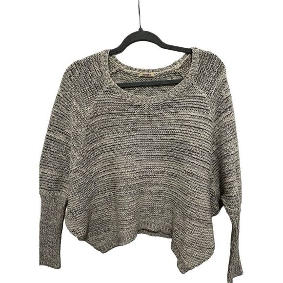 Moussy Gray White Knit Scoop Neck Dolman Long Sleeve Pullover Sweater One Size - Picture 1 of 11